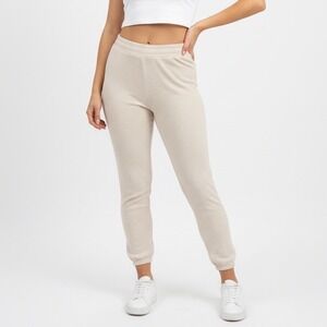 Comfort Code Beige Ribbed Stitch Jogger Sweatpants XL Viscose Blend Lounge